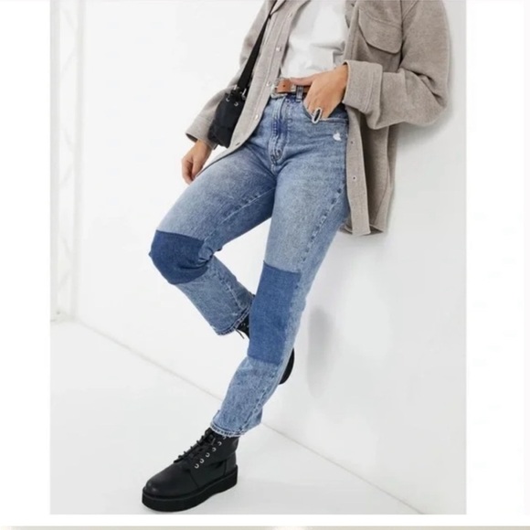 Abercrombie & Fitch Patchwork Ultra High Rise The Ankle Straight Jean - Picture 2 of 10